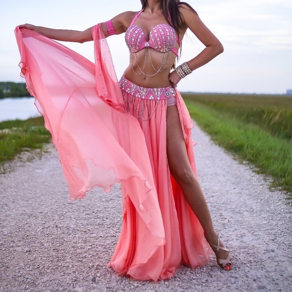 Peach Bellydance Costume - Picture 2 of 6
